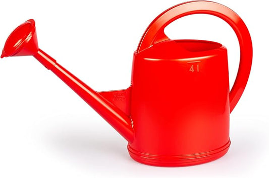 Consolidated Plastics Durable Swiss Watering Can with UV Protection, Ergonomic Handle for Indoor/Outdoor Gardening, Made in Switzerland (4 Liter, Red)