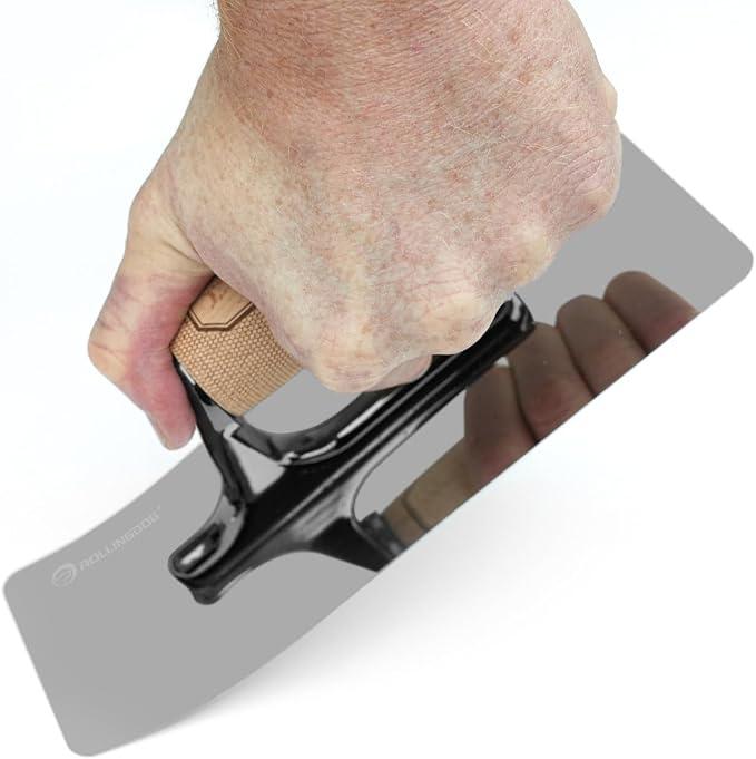 ROLLINGDOG Venetian Plaster Trowel - Mirror Polished 420 Stainless Steel Blade, Ergonomic Beech Handle for Decorative Finish and Polish(9.5inchX3.5inch)