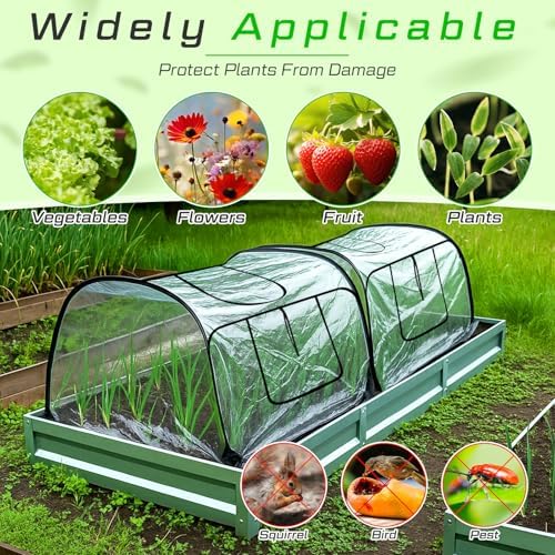 2 Pack Raised Garden Bed Foldable Clear PVC Greenhouse Covers 45"x22"x16" - Image 6