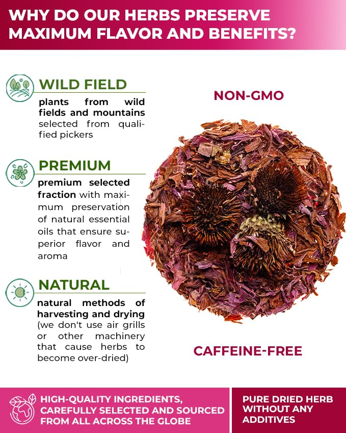4 oz. Echinacea Root Herbal Tea (Crataegus L.) – 113g Dried Echinacea Root Tea Raíz de Equinácea