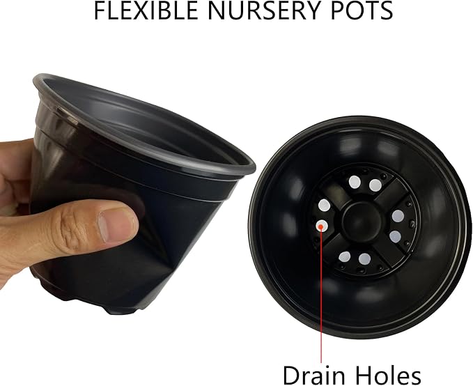 OUPSAUI 1 Gallon Pots for Plants,Flexible Gallon Plastic Nursery Pots with Drainage Holes, Plastic Pots for Outdoor Plants (1Gal-20pcs)