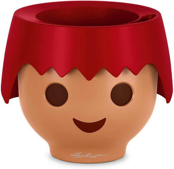 Lechuza OJO Fire Red, Self-Watering Small Indoor Planter, D8.3 H6.3 in