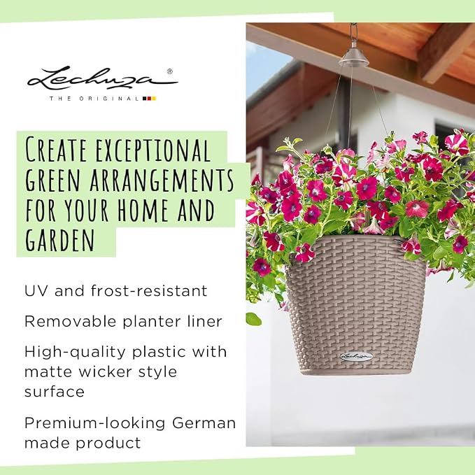 Lechuza Nido Cottage 28 White, Self-Watering Hanging Planter, D10.6 H9.1 in