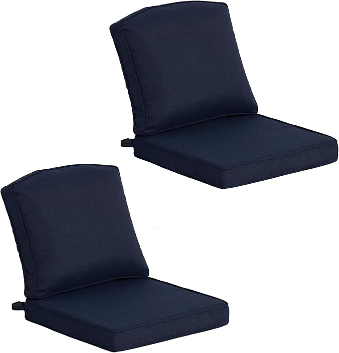 20"x21.5" Outdoor Deep Seat Patio Cushions Set of 2, Outdoor Chair Cushions Bottom Resilient Foam Filling Water-Resistant UV Resistant Weather Resistant with YKK Zippers,Midnight