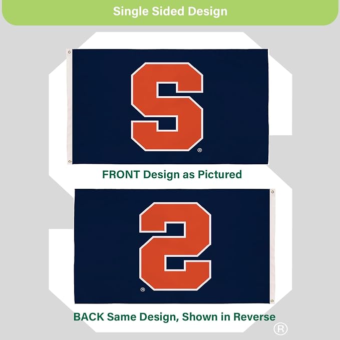NCAA Syracuse University Flag with Grommets, 3'x5' Syracuse Orange Outdoor College Flags & Banners for Garden Patio Indoor Wall Décor