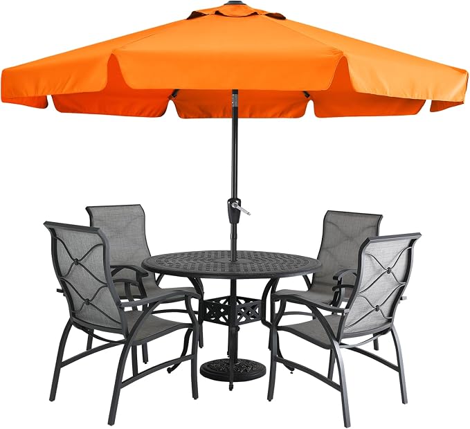 MASTERCANOPY 9ft Patio Umbrella with Valance, Crank and Tilt – 8 Ribs Outdoor Market Umbrella, UV/Fade Resistant, Waterproof Canopy with Wind Vent for Garden, Deck, Backyard, Pool (Orange)