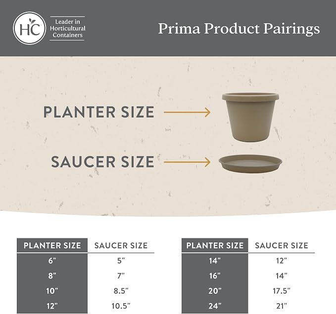 The HC Companies Prima Round Plastic Plant Pot w/Rolled Rim - Lightweight & UV Resistant Flower Pot for Herbs & More - Outdoor & Indoor Plant Pots w/Drainage (10 inch, Marsala, Pack of 1)
