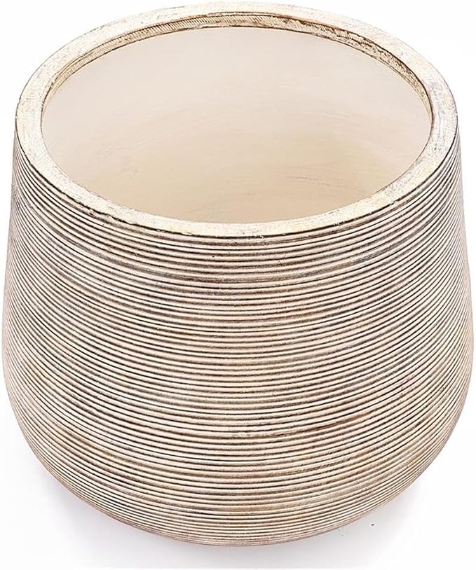 LuxenHome 17" Dia Large Round Planters for Indoor Plants, Outdoor Planters with Drainage Holes, Farmhouse Distressed Plant Pots Indoor & Outdoor for Home Garden Patio