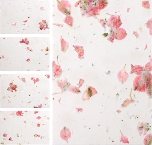 Blank Cards – 5 Sets of Pink Petal Cards with White Envelope Each, Embedded with Wildflower Seeds, All Occasion Cards for Thank You, Birthday, Holiday, Sympathy, Congratulations, Invitations, and Personal Messages