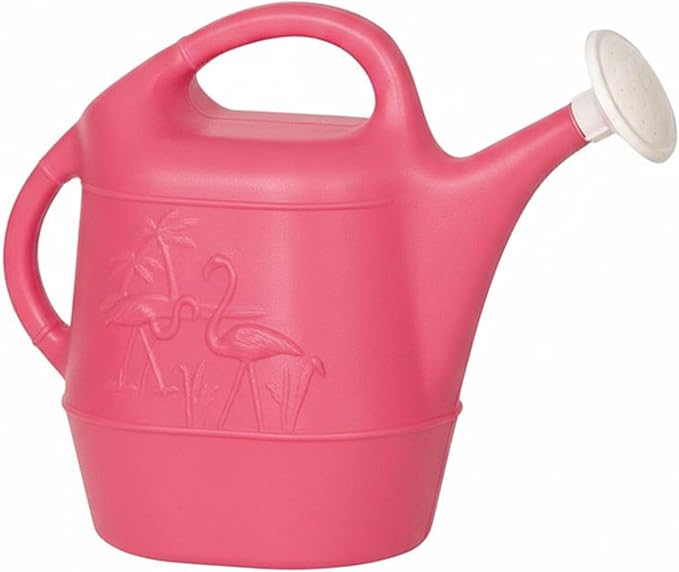Union Products Watering Can, Flamingo 2 Gallon Plastic Gardening Water Jug with 2 Handles for Garden, Indoor Plants, and Outdoor Flower Pots, Pink