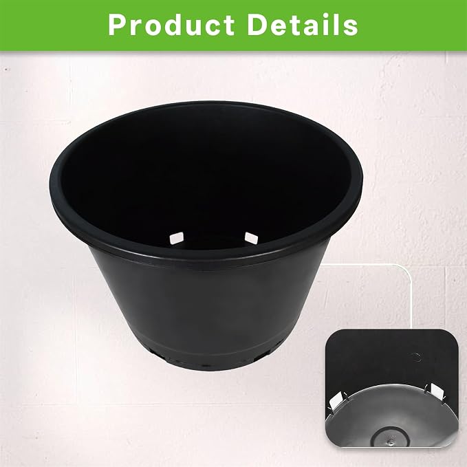 Nursery Pots with Drainage Holes Pack of 5 Pcs 15 Gallon and Plant Label Flexible Seedling Pots Seed Starting Planter for Indoor Outdoor Flowers Succulents Cactus