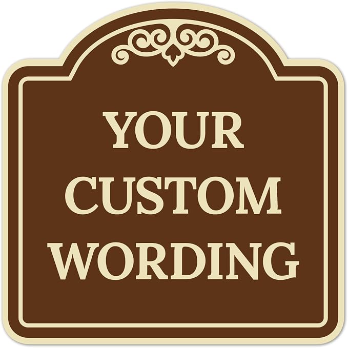 Custom Decorative Sign, Personalized Metal Sign for Business, Driveway, Home, Airbnb, Office Door Plaque, Brown Background Sign, 12x12 Inches, ACM, Fade Resistant, Made in USA by Sigo Signs