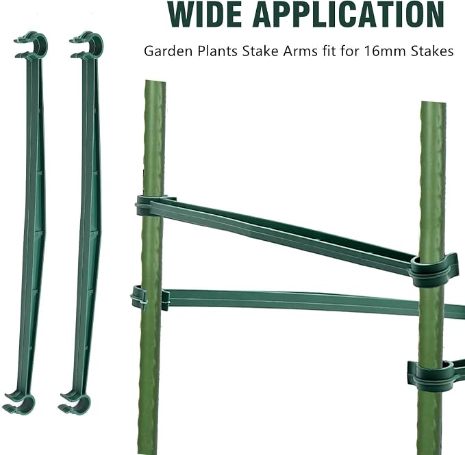 100 PCS Stake Arms for Tomato Cage, 12.8” Expandable Trellis Connectors,Plant Support Garden Stakes, Tomato Stake Supports Fit for 14mm Stakes, for Climbing Plants, Flowers,Vegetables