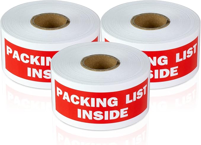 Packing List Labels, 1.5 x 4 inch, Red, 900 Labels | Packing List Inside Stickers, Freight Forwarding, Shipping & Handling, Semi-Gloss Coated