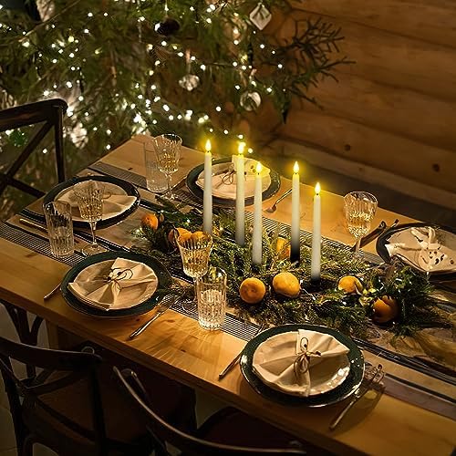 Homemory 48Pcs 11 inches White LED Taper Candles, Flameless Taper Candles with Remote Timer Dimmer, Plastic Battery Operated Candlesticks with Flickering Flame for Halloween Christmas Wedding Party - Image 3