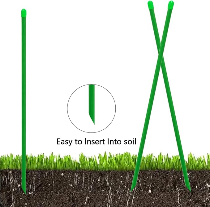 Garden Stakes 58 inch Sturdy Fiberglass Material Plant Sticks Support, Tomato Stakes, Pack of 20