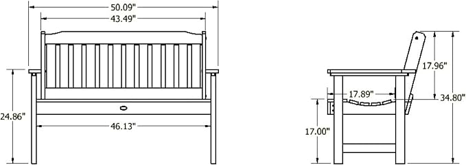 highwood Lehigh Garden Bench, 4 Feet, Federal Blue