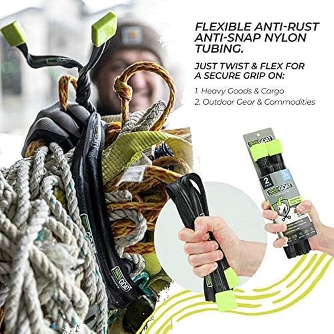Twisted Goat Industrial Twist Ties - Heavy Duty Reusable, Flexible Ties for Securing Cargo, Transporting Goods on Roof Rack, Hanging Hammocks, Organizing Camping Gear, and More! (6 ft 4 pack)