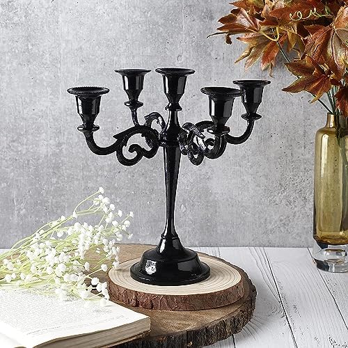Rely+ 5 Arm Candelabra Taper Candle Holders Decorations Indoor Kitchen Décor Table Candles Candlestick Candelabra Centerpiece (Black Glossy) - Image 5