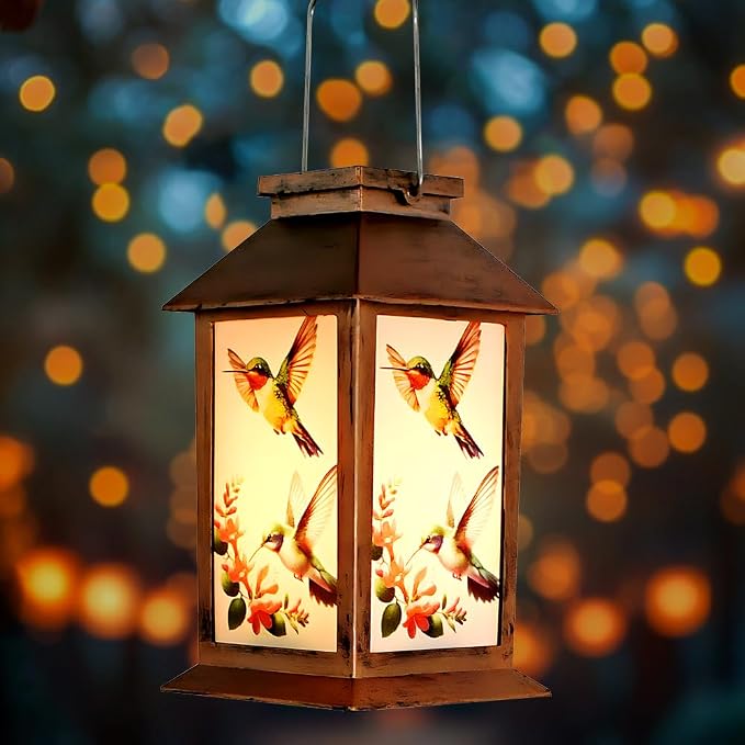 JOBOSI Solar Lantern Hummingbird, Portable Decorative Gift, Solar Light, Gifts for Mom, Women, Grandma, Garden Yard Lawn Decoration, Christmas and New Year Gift