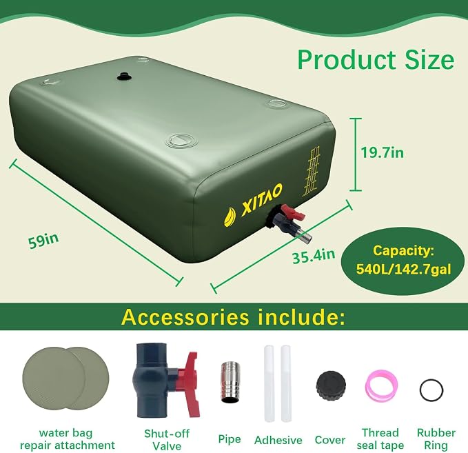XITAO Water Bladder Storage Containers, Water Tank Foldable Portable Water Storage,Water Storage Bag Containers for RV, Camping, Garden, Irrigation, Drought Resistance, Firefighting