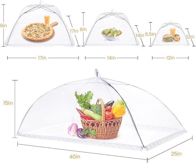 Food Covers for Outside - Food Tents/Food Covers for Outdoors Mesh Screen, Picnic Pool Party Supplies, Pop-Up and Collapsible, 7 PACK (1*XXL+2*L+2*M+2*S)