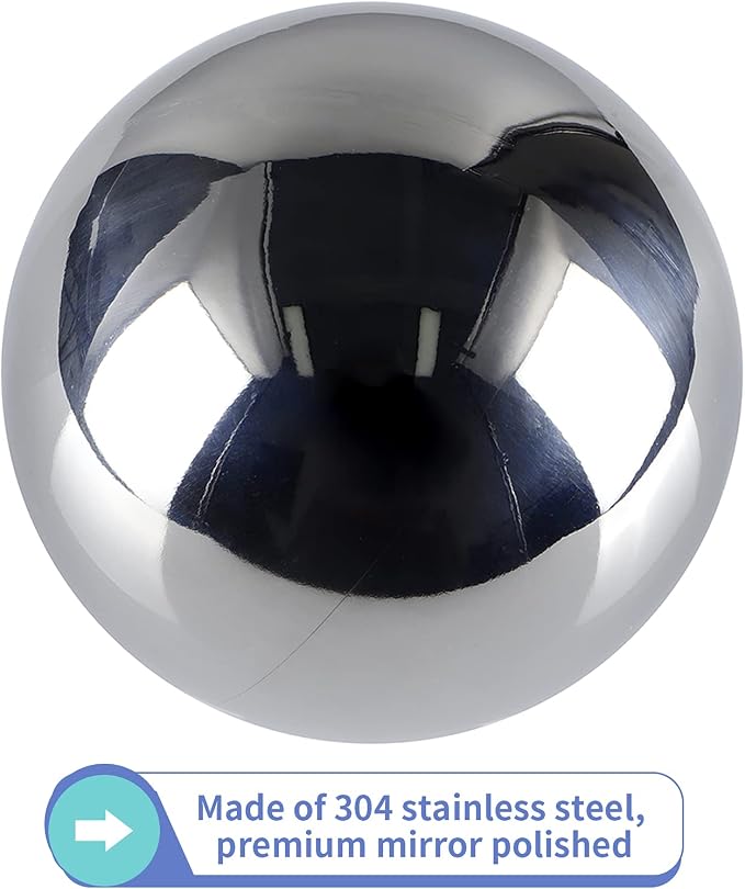 MOLIGOU 6 Pcs Stainless Steel Gazing Balls, 6in/4in/3.5in/3in Diameter Reflective Spheres, Gazing Globe Mirror Balls for Garden, Pond, Yard (Silver)