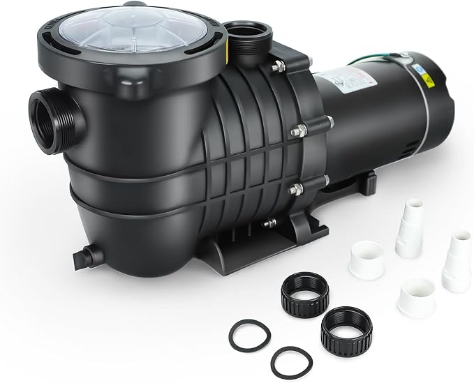 2.0 HP In/Above Ground Swimming Pool Pump, 110V 6600GPH Single Speed Pool Water Pumps lnground Above Ground with Filter Basket