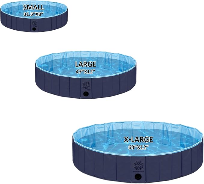 KOPEKS Outdoor Swimming Pool Bathing Tub - Portable Foldable - Ideal for Pets - XL 63" x 12",Blue,Pool-Blue-XL