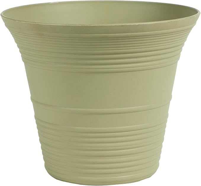 The HC Companies Sedona Round Self-Watering Pot - Lightweight Self Care Planter - Plastic Planter for Herbs & More - Durable Plant Pots for Indoor Plants & Outdoor Plants (16" Seafoam, Pack of 1)