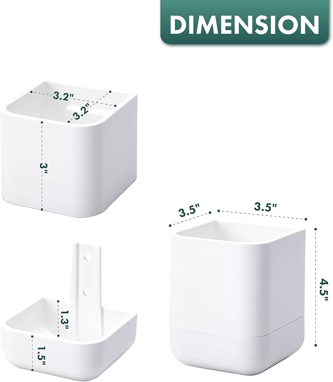 Phoenix Vine 3.5 Inch Wall Mounted Self-Watering Planter Pot for Indoor Houseplants and Herbs | Hanging Planter for Window Sills, Bathroom Walls, Home & Office Décor, White, Set of 6, 01-A-D-6