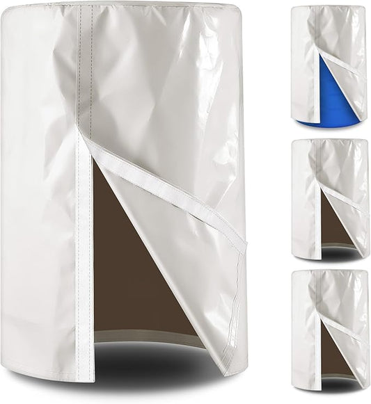 4 Piece 55 Gallon Drum Cover 24 x 36 Inch 55 Gallon Water Barrel Covers Outdoor Waterproof Rain Snow Water Storage Bucket Lid Protective Hook/loop Closure Anti Dust (White)