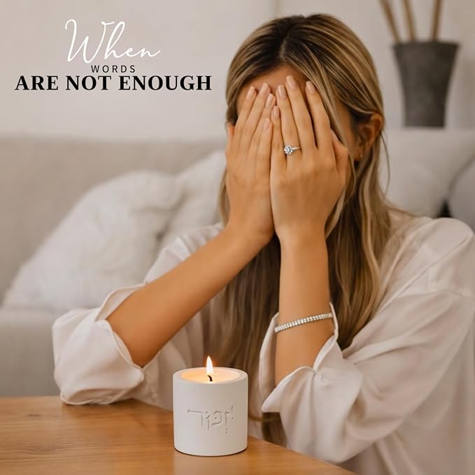 SURI Yizkor Remembrance Candle Holder – Modern Concrete Tea Light Holder for Jewish Memorial Home Decor, Yahrzeit & Yom Kippur, Ner Neshama Tradition