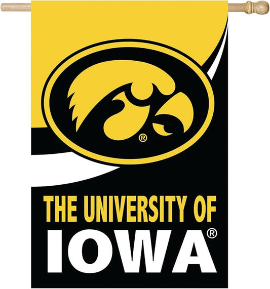 NCAA University of Iowa House Flag, 28 x 44, Double Sided Garden Flags for Outside, Outdoor College Flags & Banners for Gardens Patio, Indoor Wall Decor Flag for Room