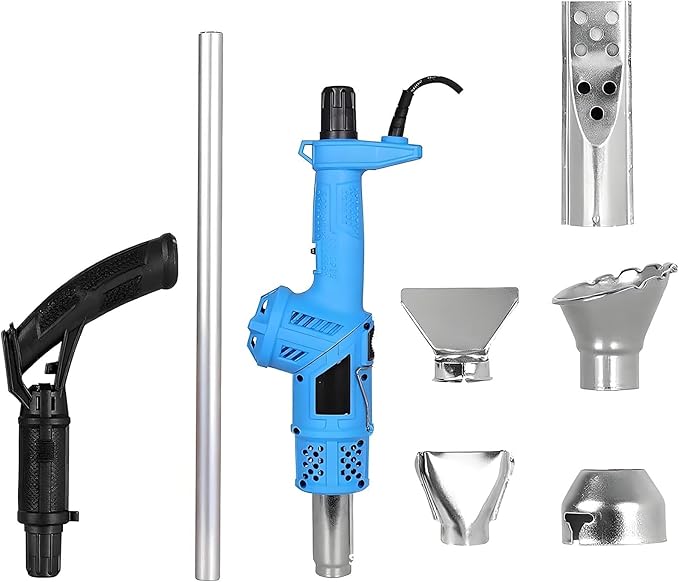 3-in-1 Electric Weed Burner, 2000W Thermal Weeder & Hot Air Gun, 1202℉ Max, 5 Nozzles For Garden Grass, BBQ Ignition, Ice Melting(Blue)