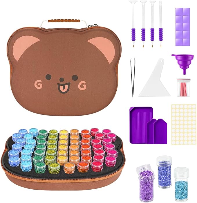 ZORETCO Diamond Painting Storage Containers,60 Slots Diamond Painting Kits,5D Diamond Painting Accessories and Tools for Art Jewelry Bead Rhinestones Organizer