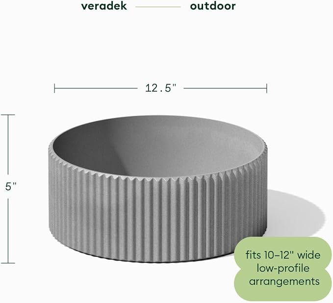 Veradek Mod Series 5" Bowl Planter for Indoor or Outdoor Tabletop/Balcony | Durable Plastic-Stone Composite Material | Modern Décor for Flowers, Succulents, Small Plants