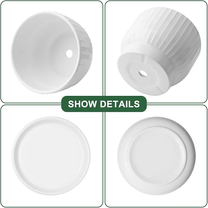 Ceramic Plant Pots,6.7 Inch,Set of 2,Planters with Drainage Hole and Saucer,Flower pots for Indoor Plants,Modern Design(Pure White,2 Pack)