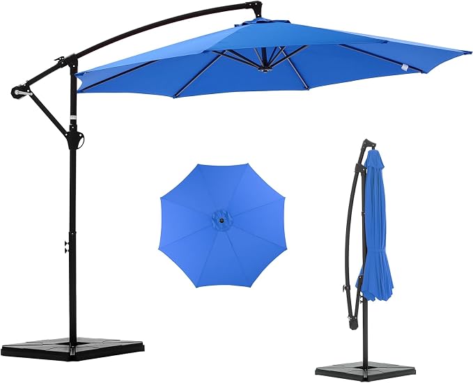 NEWBULIG 10FT Patio Umbrella, Offset Cantilever Outdoor Patio Table Umbrella, UV Protection, Fade Resistant Fabric, Easy Tilt Adjustment for Pool, Deck, Garden, Backyard, Red