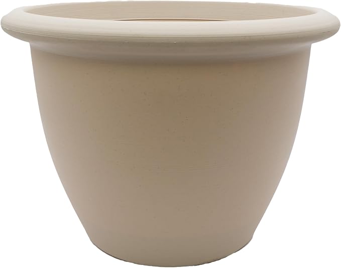 The HC Companies Sevilla Flower Planters - Durable Outdoor & Indoor Planter - Round Lightweight Self Watering Plant Pots for Herbs & More (12" Cottage Stone, Pack of 1)