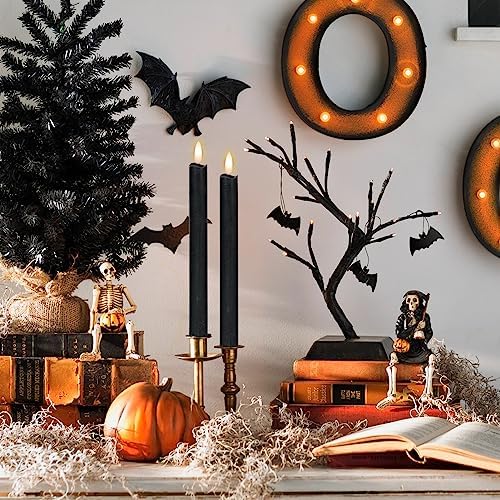 GenSwin Flameless Taper Candles LED Battery Operated Remote Timer Black - Image 3