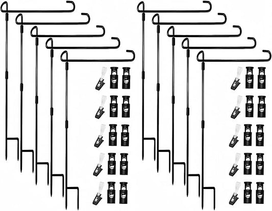Garden Flag Pole Stand Holder,Akeydeco 10 Pack Garden Flags for Outside with Flag Stopper and Clip Waterproof Powder-Coated Paint for Flag Pole Holder for Outside House,Yard Flags for Outside