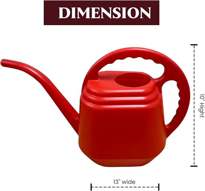 KP KOOL PRODUCTS One Gallon Red Watering Can – Drable Plastic Indoor & Outdoor Plant Waterer – Lightweight Garden Tool with Easy Pour Spout – Perfect for Flowers, Herbs, Lawns & Houseplants – 1 Pack