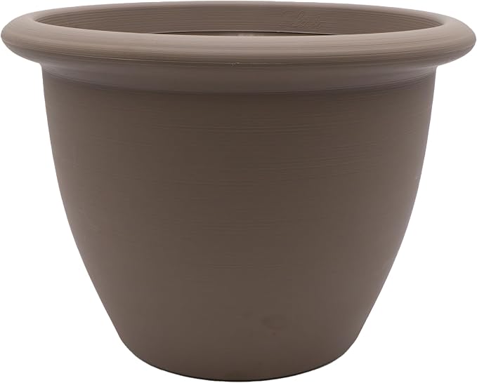 The HC Companies Sevilla Flower Planters - Durable Outdoor & Indoor Planter - Round Lightweight Self Watering Plant Pots for Herbs & More (12" Cappuccino, Pack of 1)