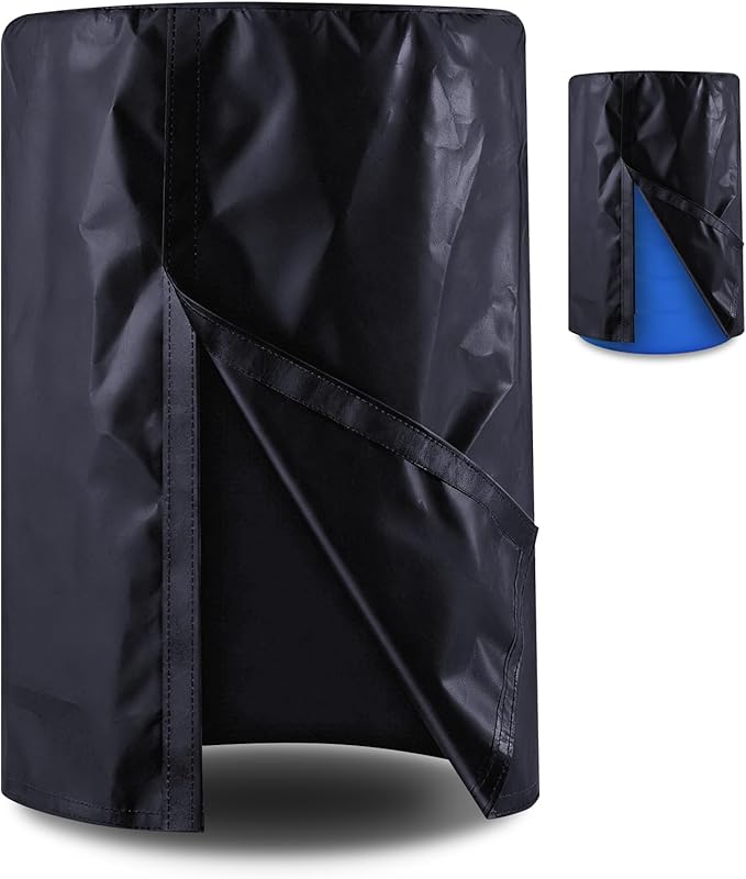 1 Piece 55 Gallon Drum Cover 24 x 36 Inch 55 Gallon Water Barrel Covers Outdoor Waterproof Rain Snow Water Storage Bucket Lid Protective Hook/loop Closure Anti Dust (Black)