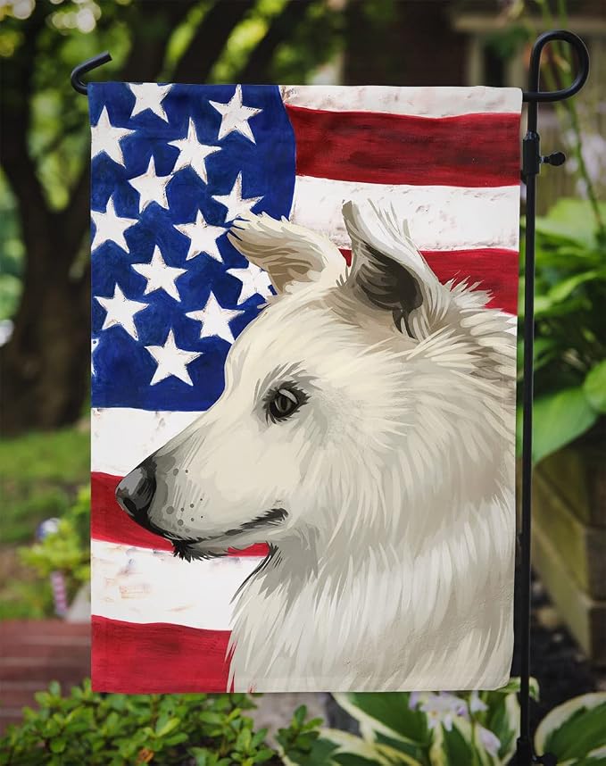 Caroline's Treasures CK6496GF Cretan Hound Dog American Flag Garden Flag Mailbox Flag Decorative Yard Flag Banner Outside Patio Artwork Yard Flower Beds, Garden Size, Multicolor