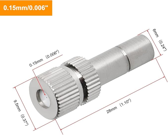 20pcs Brass Mister Nozzles, 6mm Misting Nozzles for Outdoor Cooling System, Landscaping, Air Humidification, Greenhouse Irrigation (without Filter, 0.006"/0.15mm Orifice)