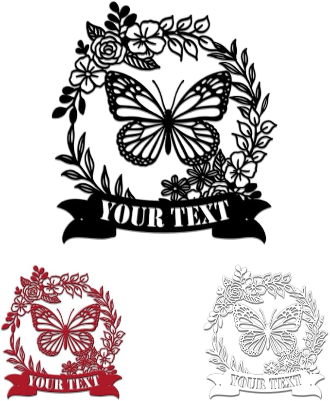 MeMate Flowers Garden Signs, Floral Garden Sign to Personalize, Personalized Metal Signs, Customized Name Wall Art for Garden Outdoor Decor, Large Outdoor Plaque Sign for She Shed, Potting Shed