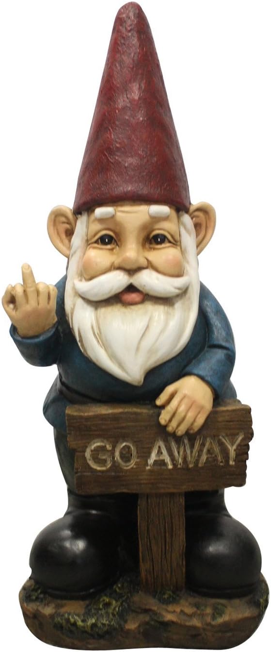 Hi-Line Gift Ltd Gnome Holding Go Away Sign