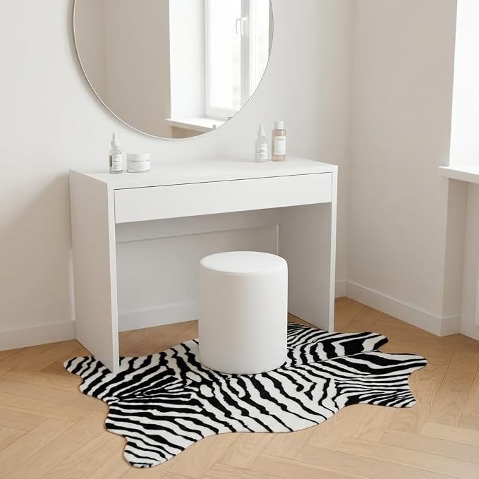MustMat Zebra Print Rug,Black White Modern Minimalist Decor 2'6"×3'7" | Fits Bedroom,Vanity,Entryway,Armchair,Dorm,RV;Matches Boho,Farmhouse,Contemporary Decor